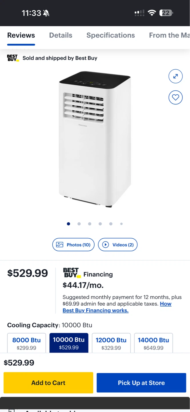 Insignia 10,000 BTU Portable Air Conditioner - photo 3