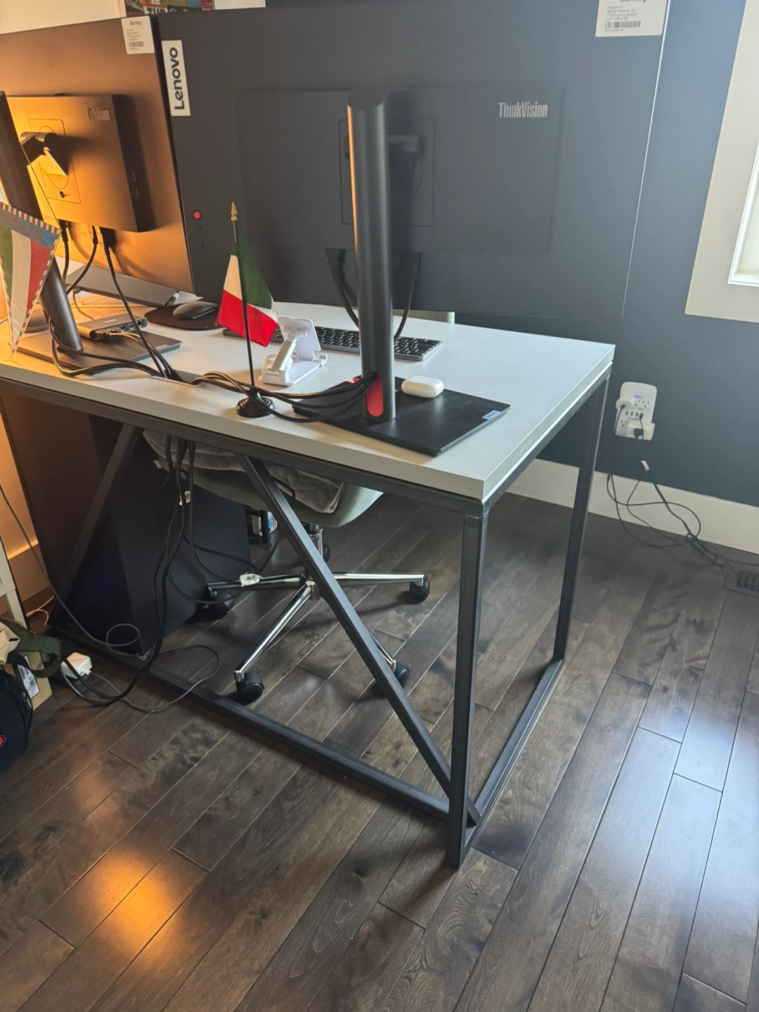 Grey Modern Desk with Metal Frame - photo 2