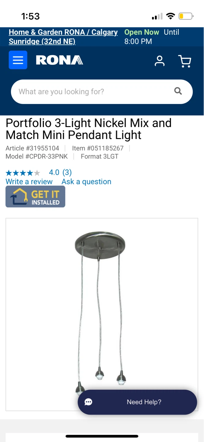 Brand New Portfolio 3 light round mini pendant