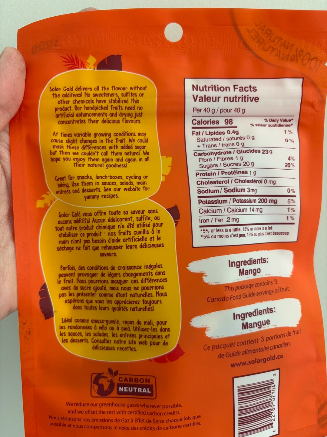 Solar Gold Premium Dried Fruit Mango 120g - photo 2