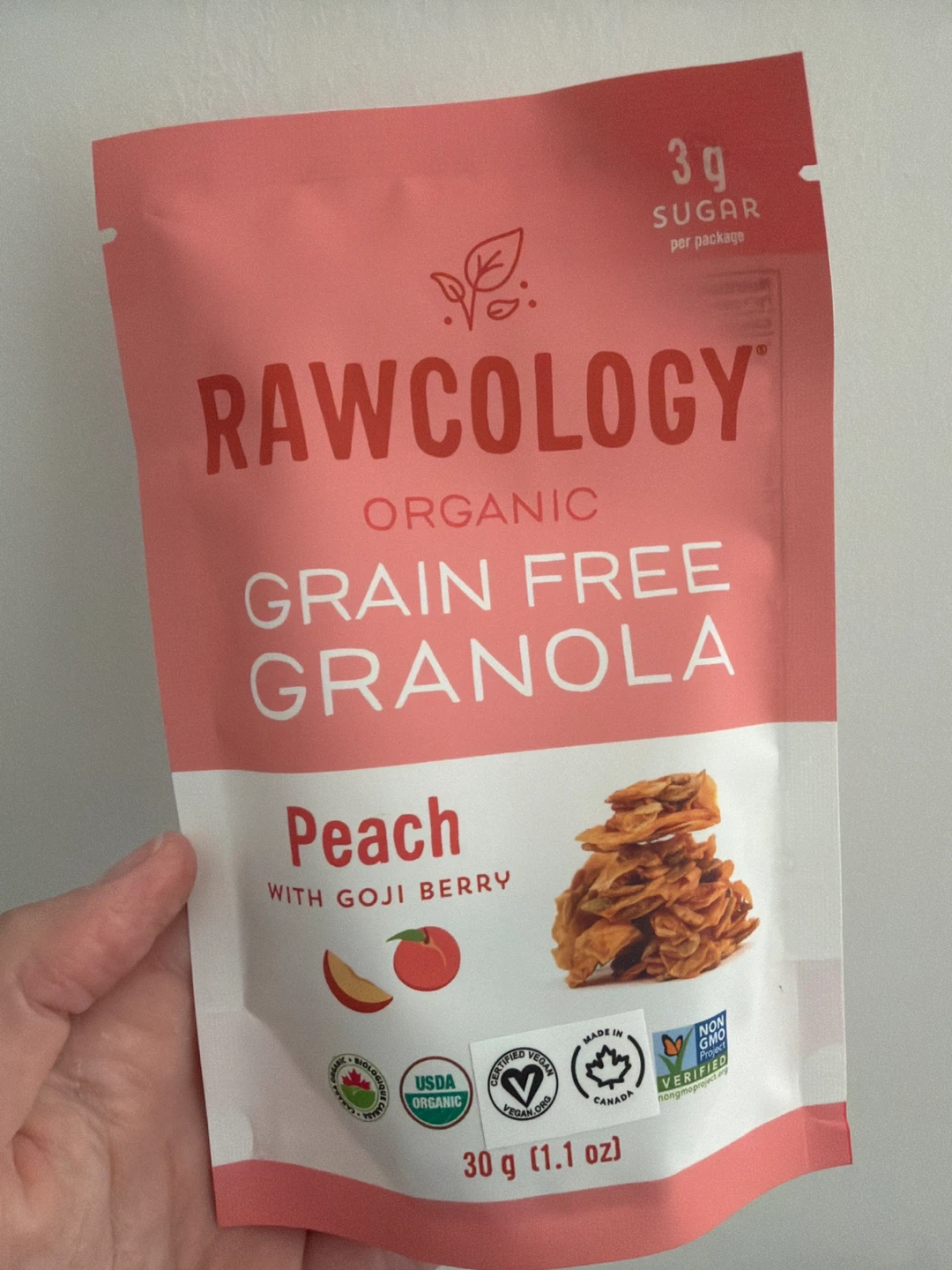 Rawcology Organic Grain Free Granola Peach with Goji Berry