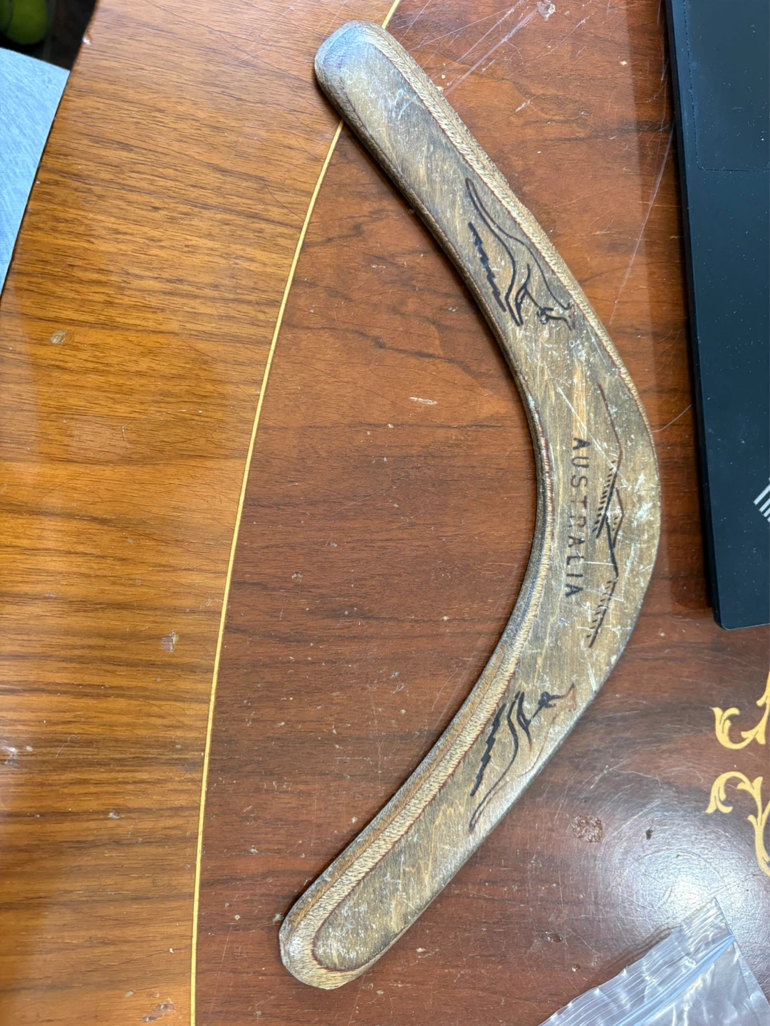 Stephen Silady Wooden Boomerang with Australian Design
