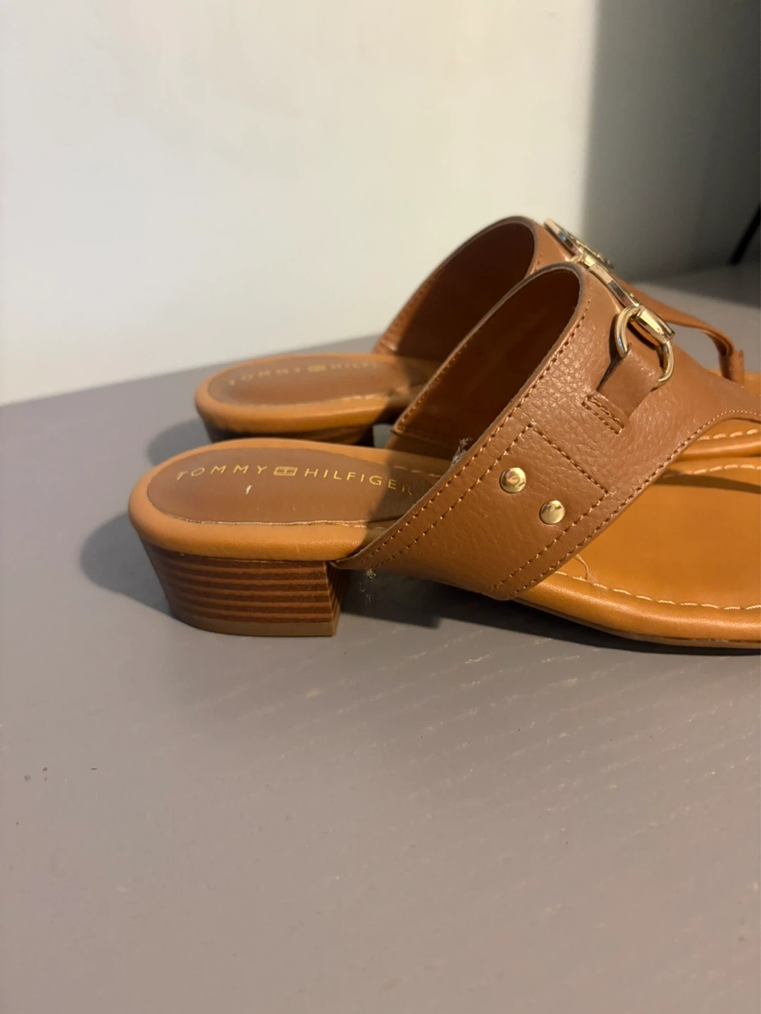 Tommy Hilfiger Tan Heel Thong Sandals - photo 2