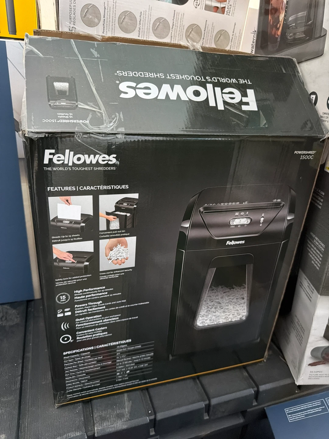 NEW OPEN BOX Fellowes Powershred 1500C Paper Shredder