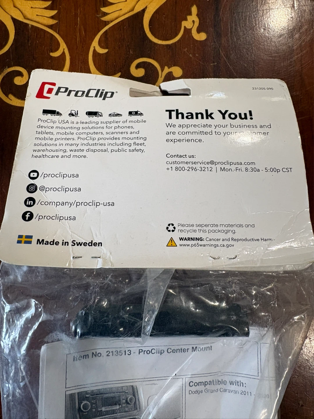 ProClip Center Mount for Dodge Grand Caravan 2011-2020 - photo 4