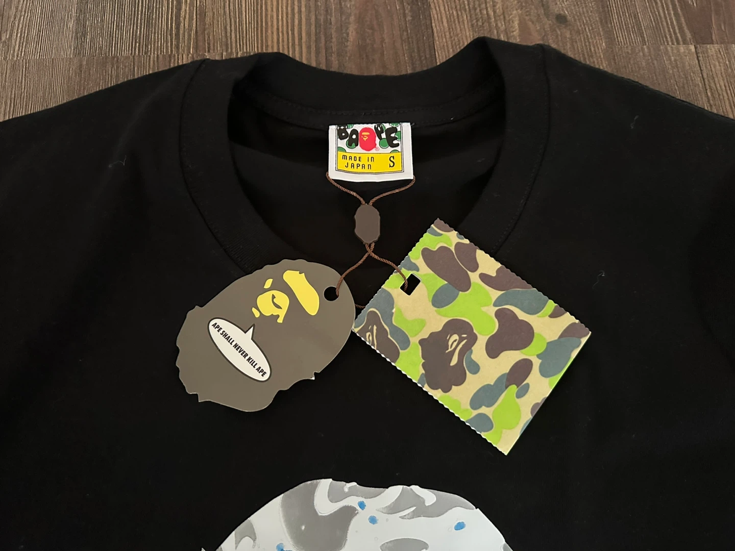 BAPE BY BATHING APE Black Graphic T-Shirt Size S - photo 2