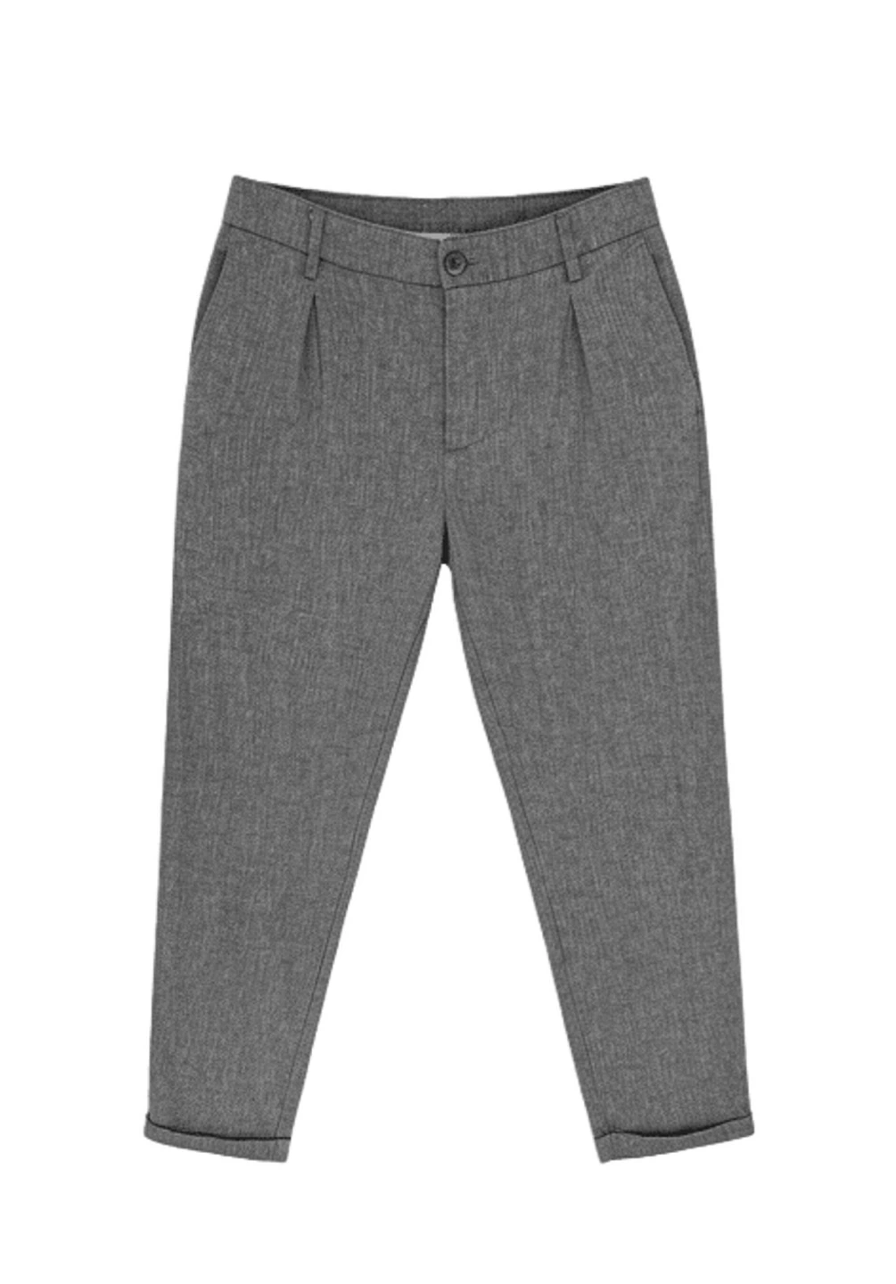 Grey Linen Blend Cropped Trousers - photo 3