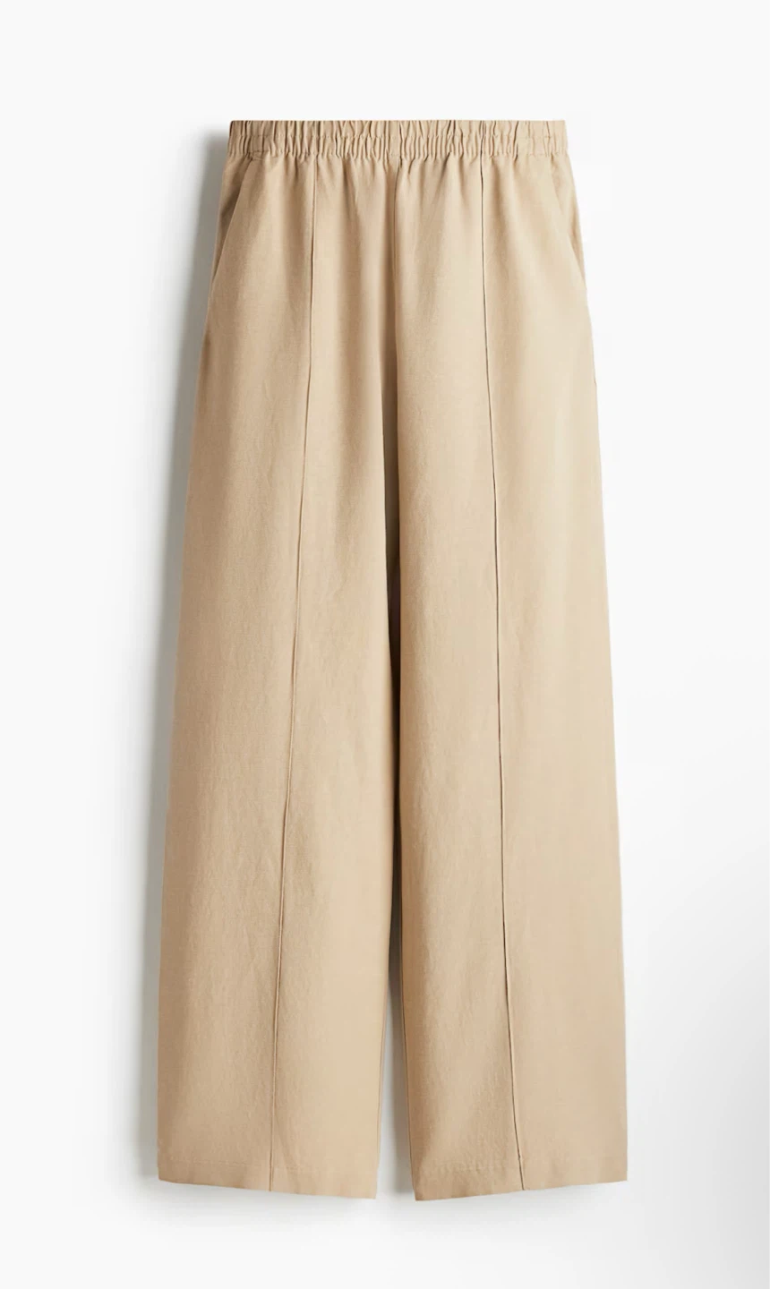 H&M Linen Blend Wide Leg Pants