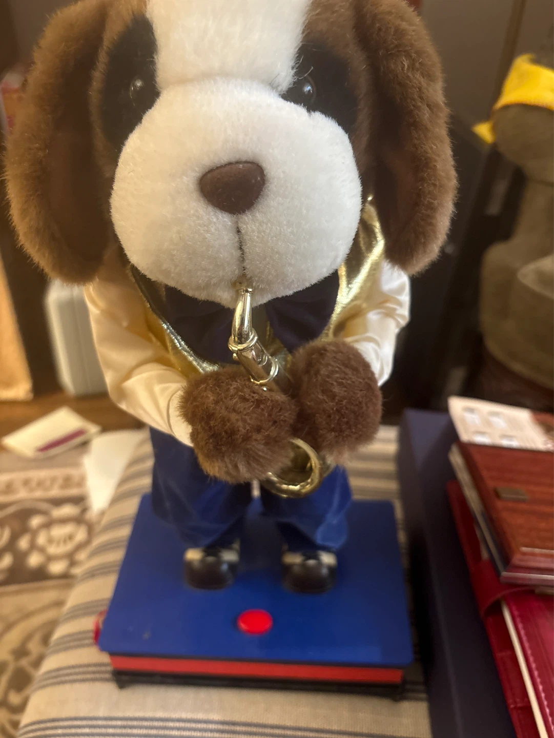 Animated St. Bernard Dog Playing Saxophone