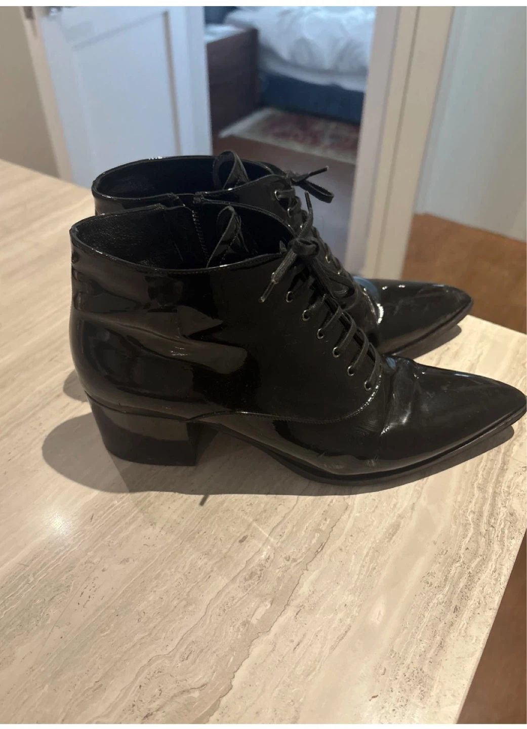 Miu Miu Black Patent Leather Ankle Boots - photo 3