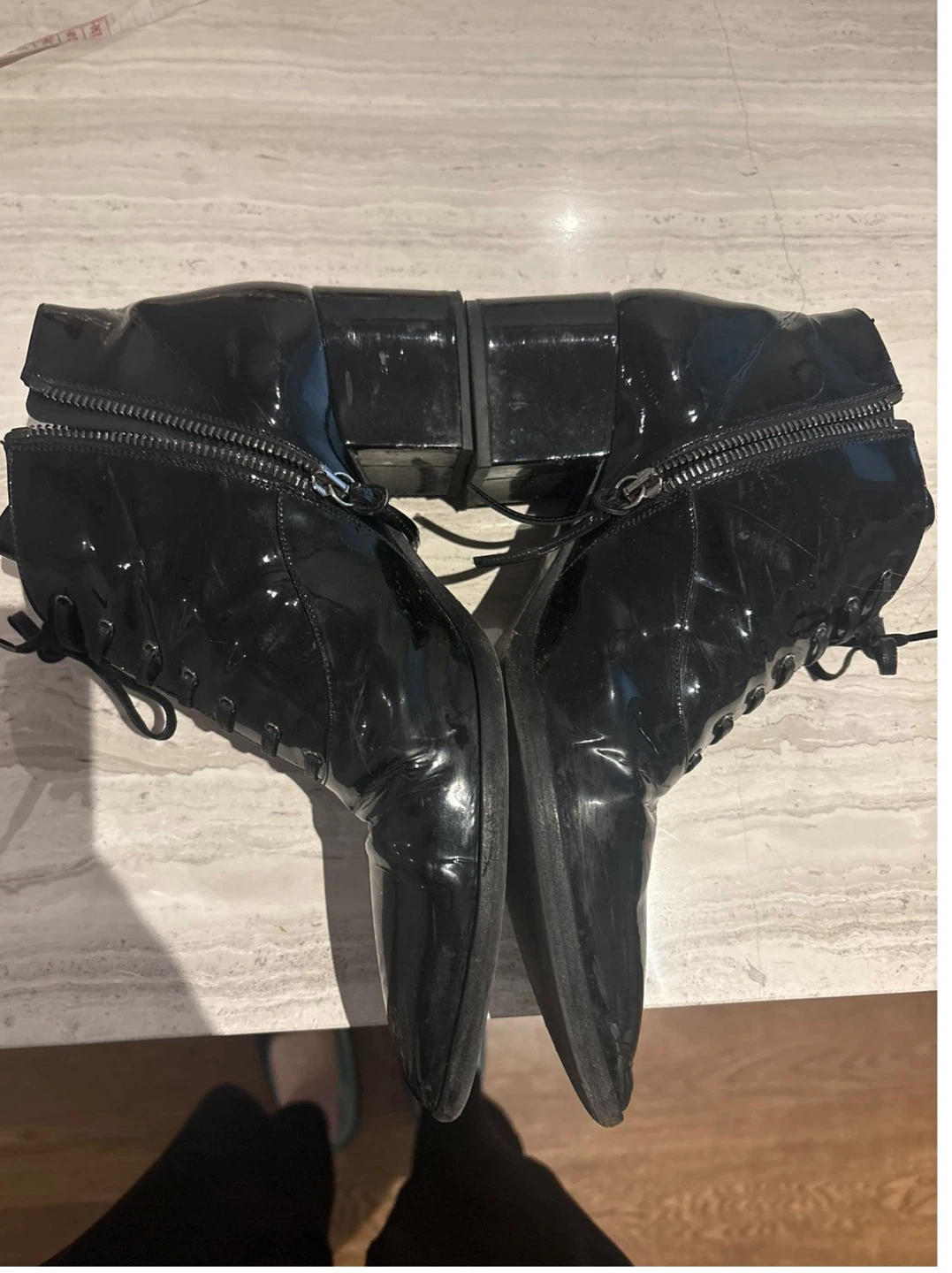 Miu Miu Black Patent Leather Ankle Boots - photo 4
