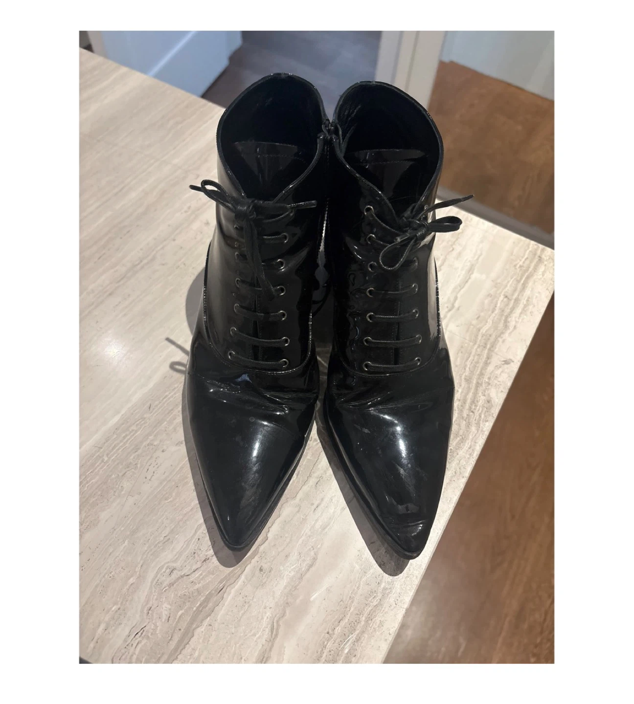 Miu Miu Black Patent Leather Ankle Boots - photo 2
