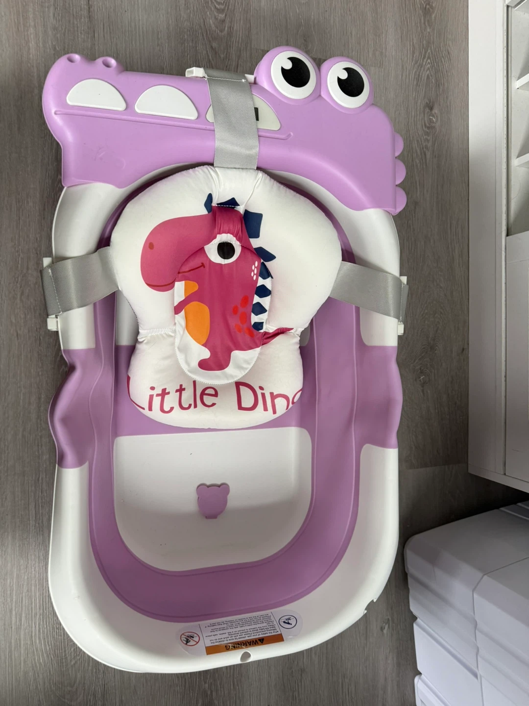 Purple Dinosaur Baby Bath Tub with Digital Thermometer