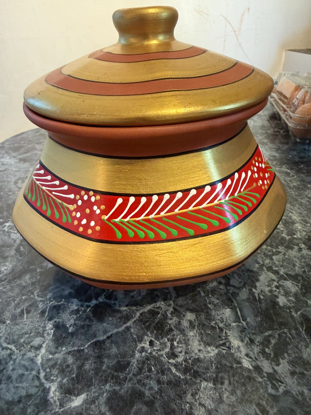 Decorative Clay Pot with Lid