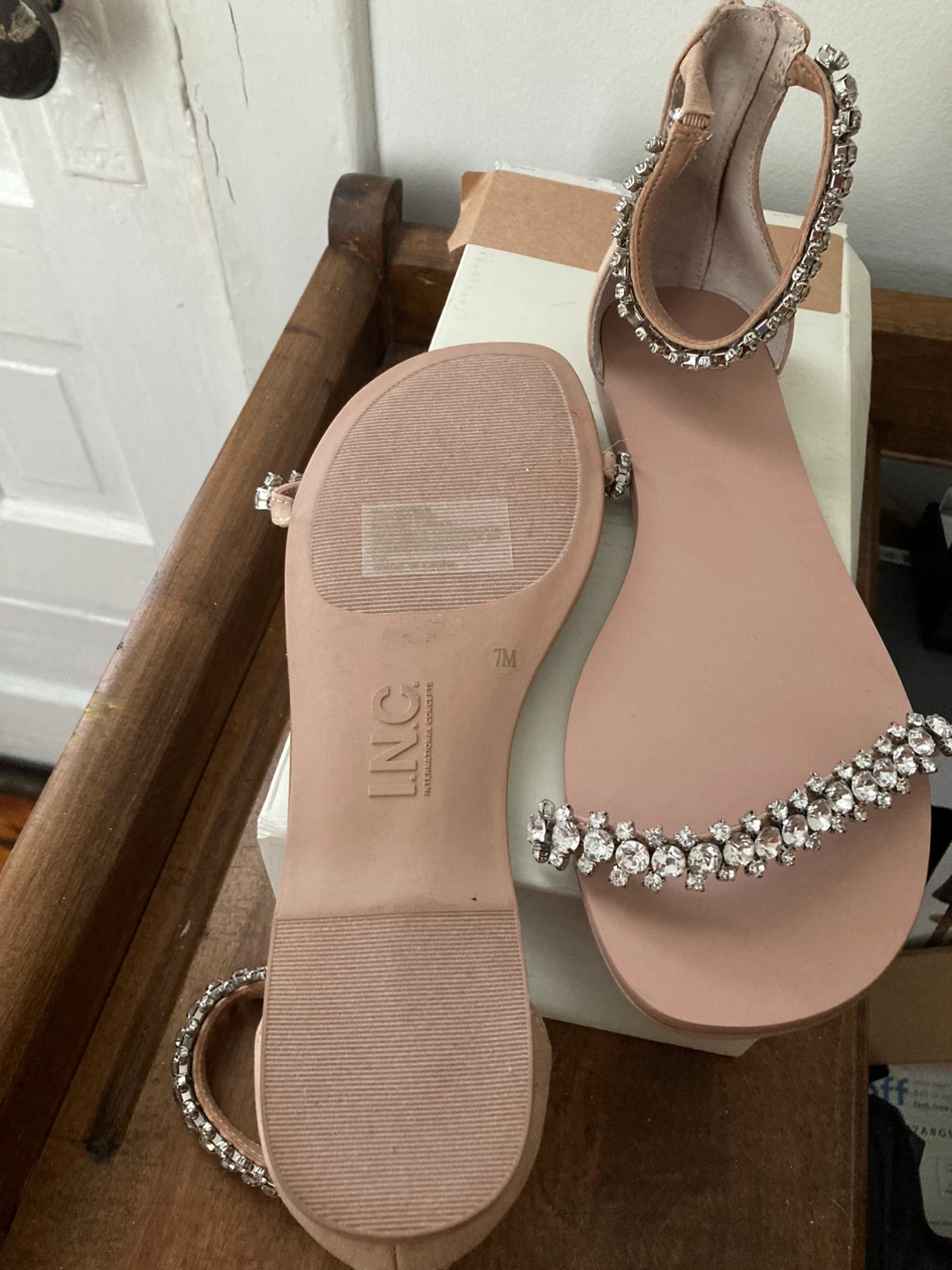 Size 7 INC Givele Rhinestone Ankle Strap Sandals - photo 5