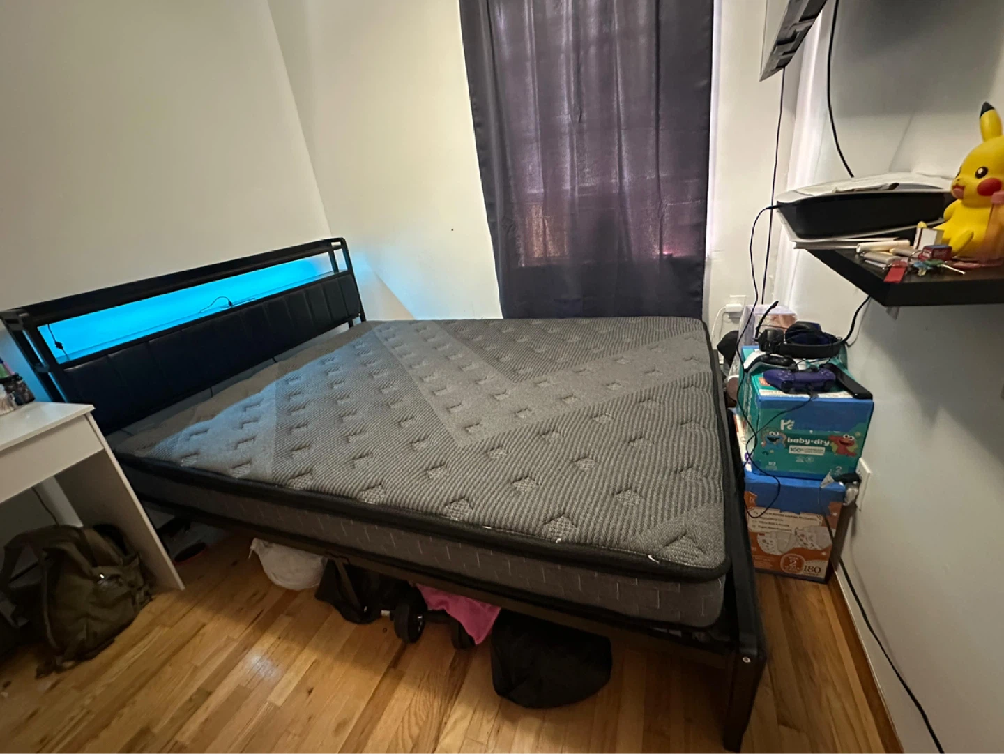 Queen Bed Frame with LED Headboard