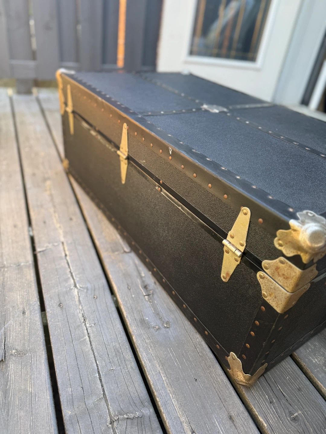 Vintage Black Steamer Trunk Storage Chest - photo 4