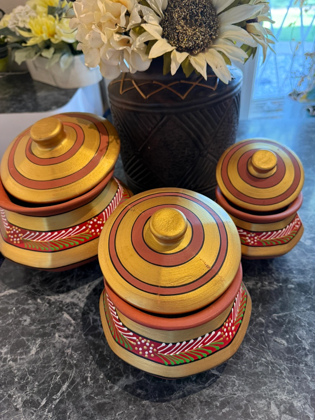 Decorative Ceramic Canister Set with Lids