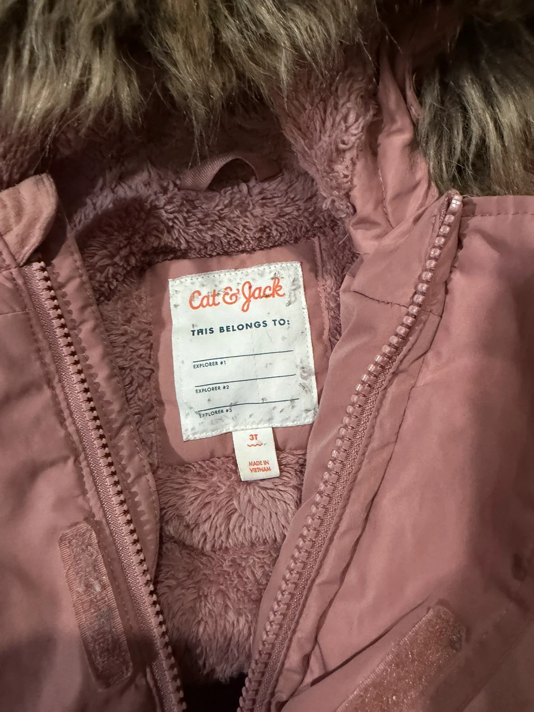 Cat & Jack Pink Winter Parka Jacket with Faux Fur Hood - photo 2