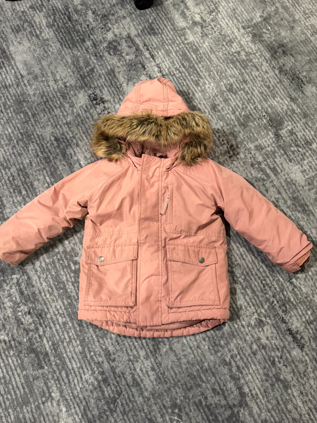 Cat & Jack Pink Winter Parka Jacket with Faux Fur Hood