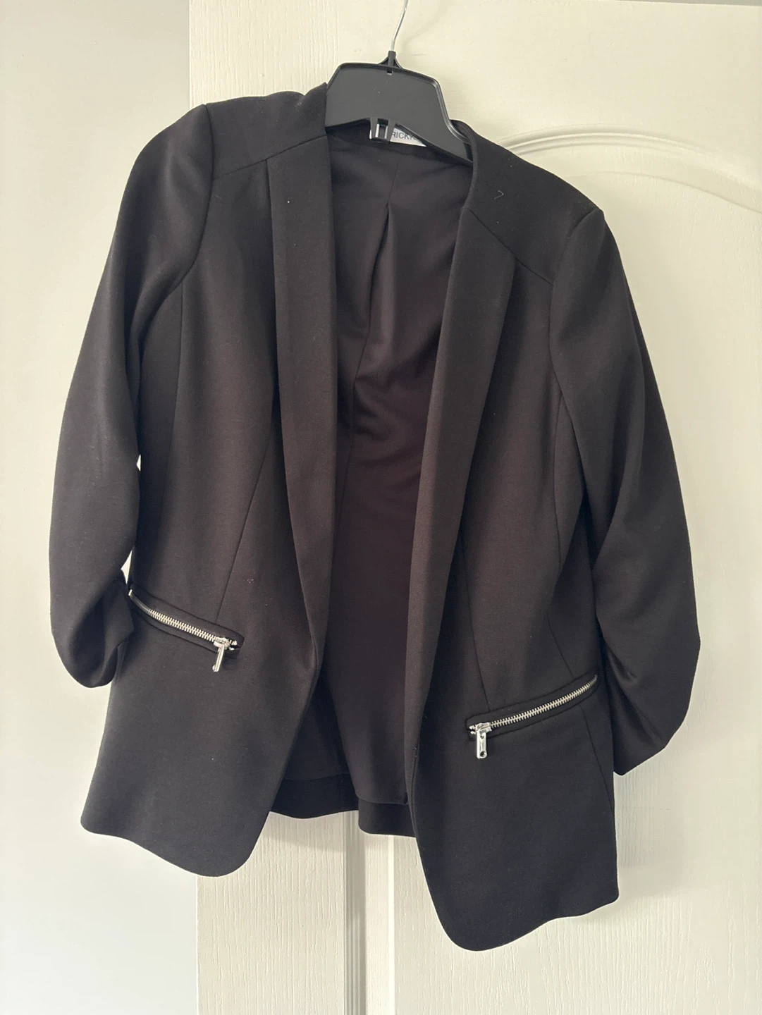 Black Blazer with Zipper Pockets