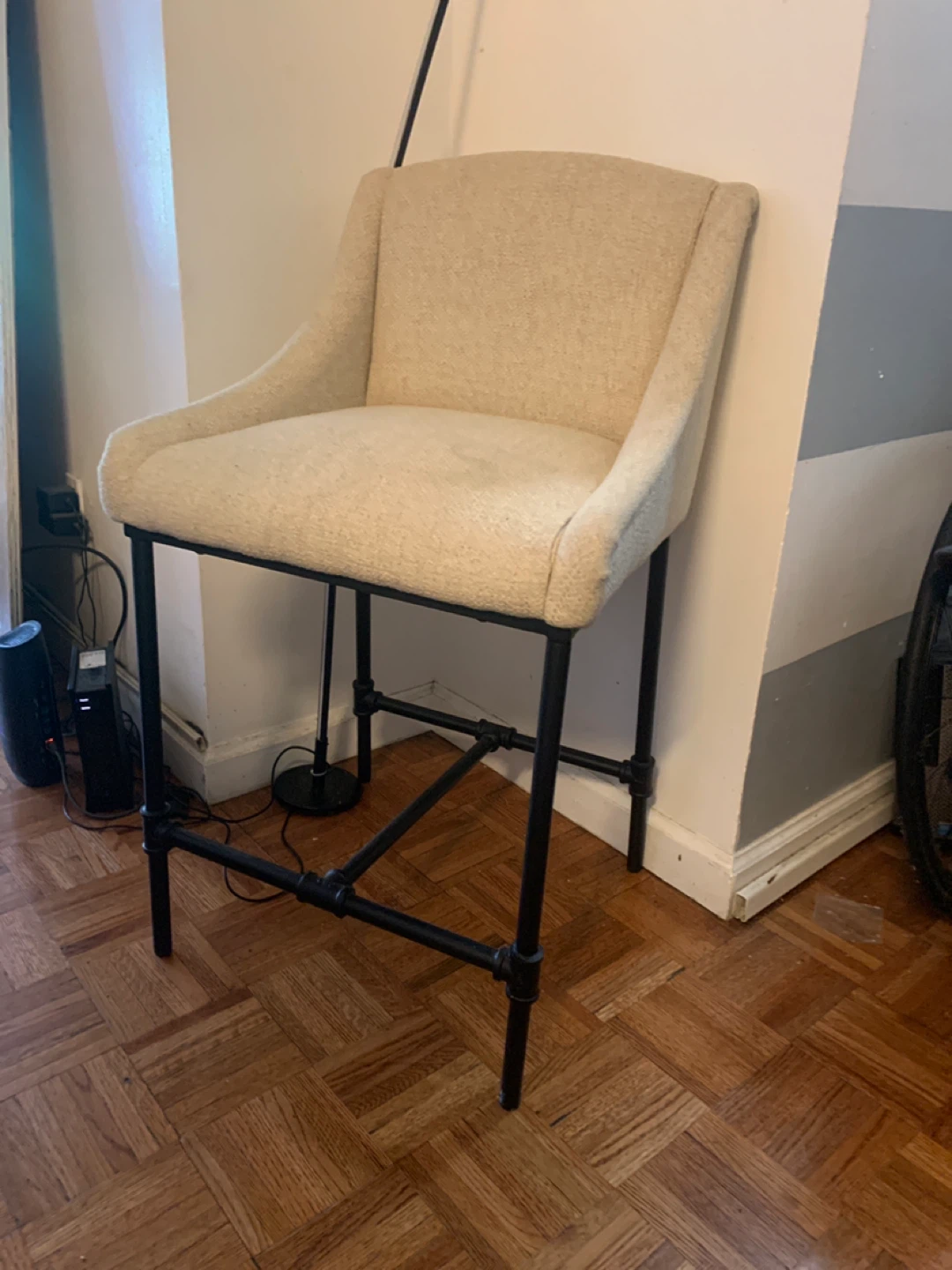Cream Upholstered Bar Stool