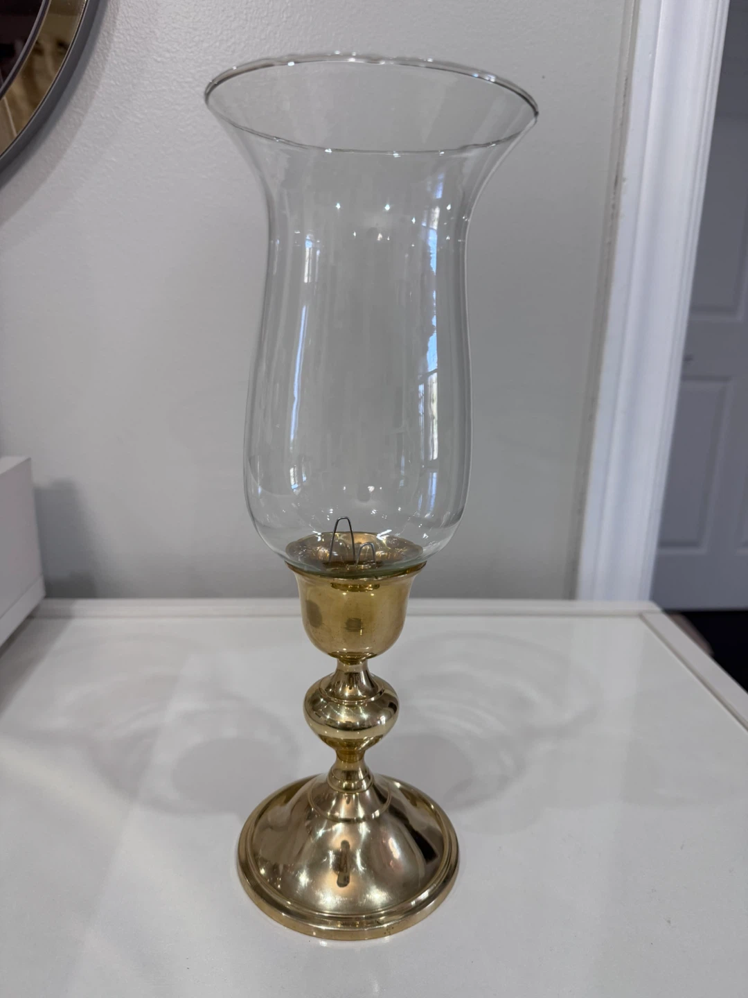 Gold and Glass Hurricane Candle Holder