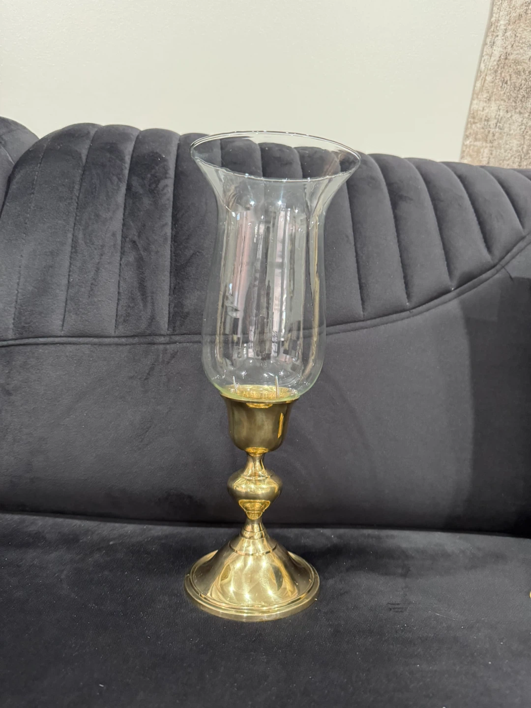 Gold and Glass Hurricane Candle Holder - photo 2