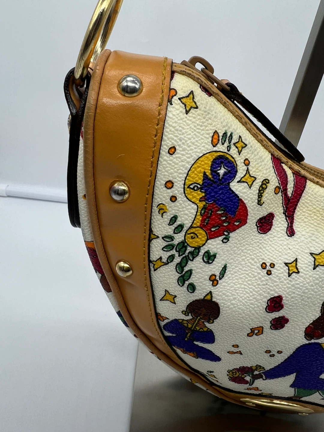 PIERO GUIDI Magic Circus Print Embossed Leather Trim Heart Bag - photo 4