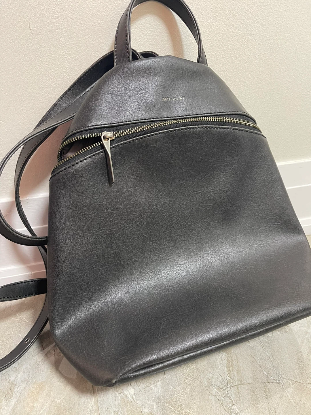 Matt & Nat Black Faux Leather Backpack