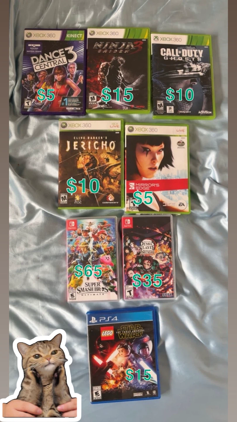 Xbox 360, PS4, and switch games for sale