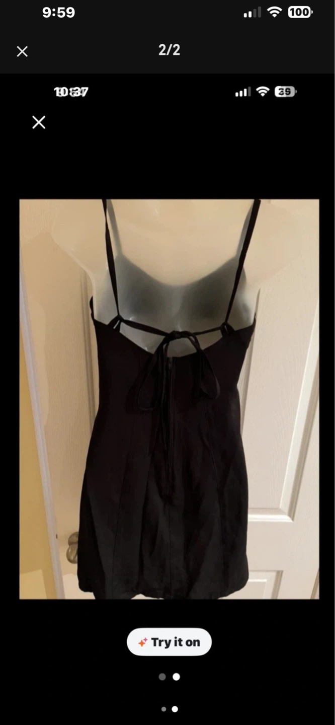 Black Mini Dress with Tie Back - photo 2