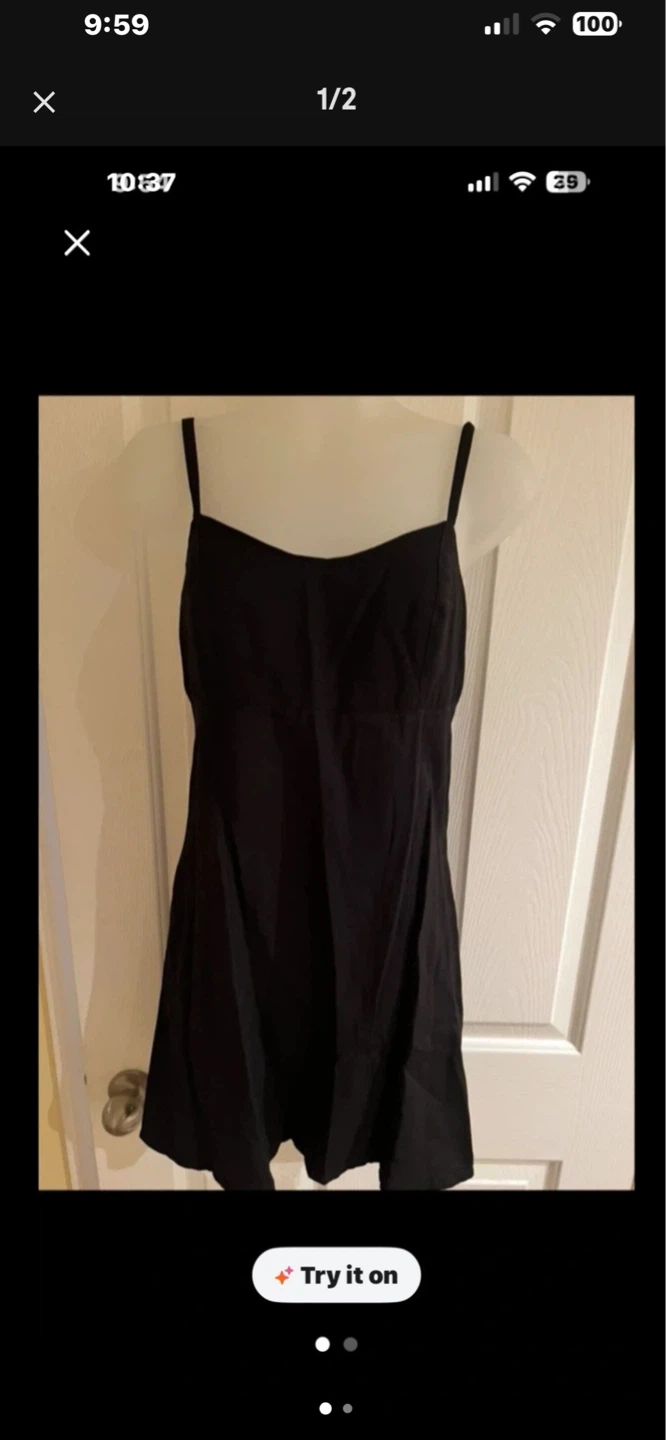 Black Mini Dress with Tie Back