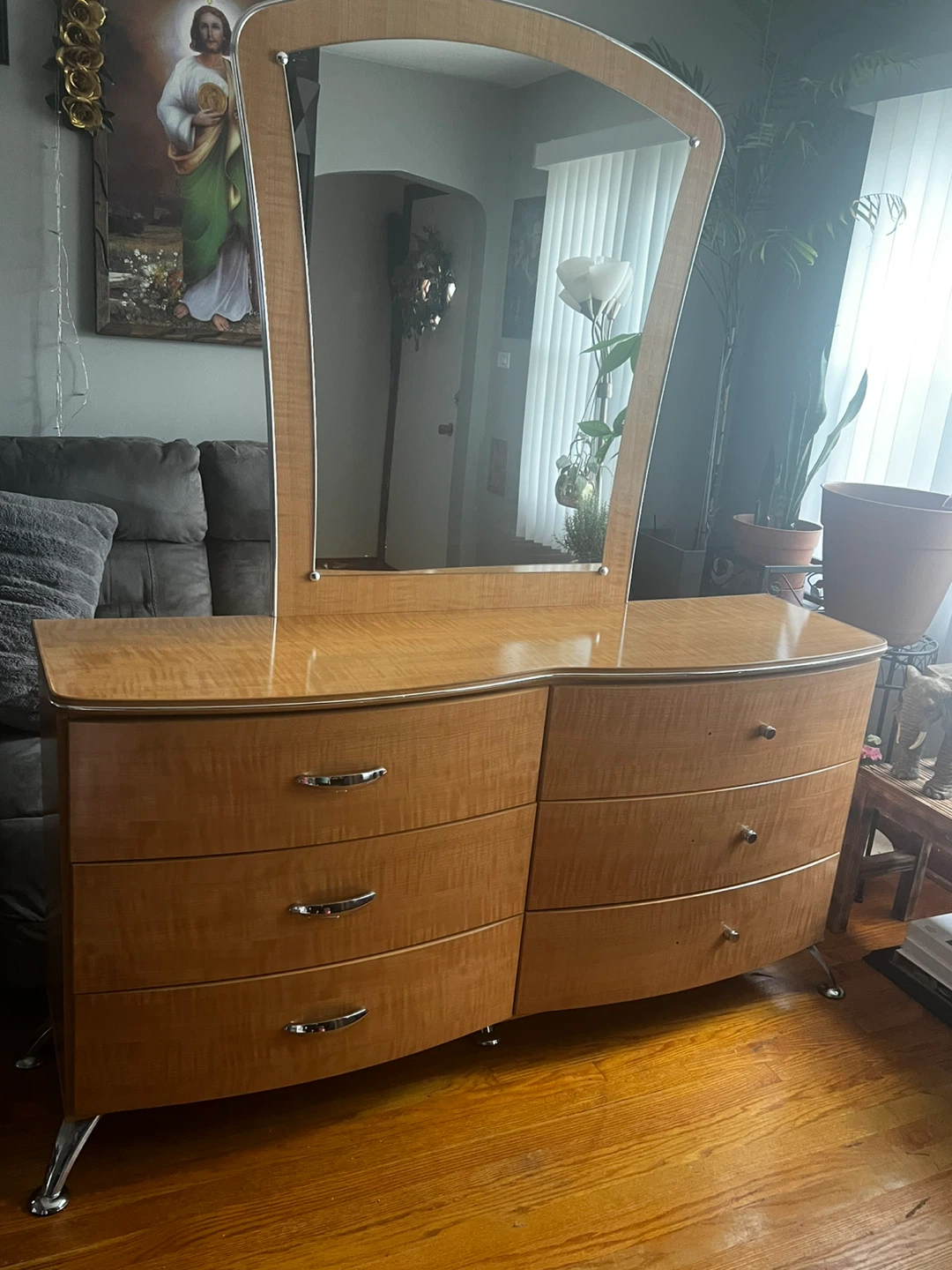 Vintage Wood Dresser with Mirror - photo 3