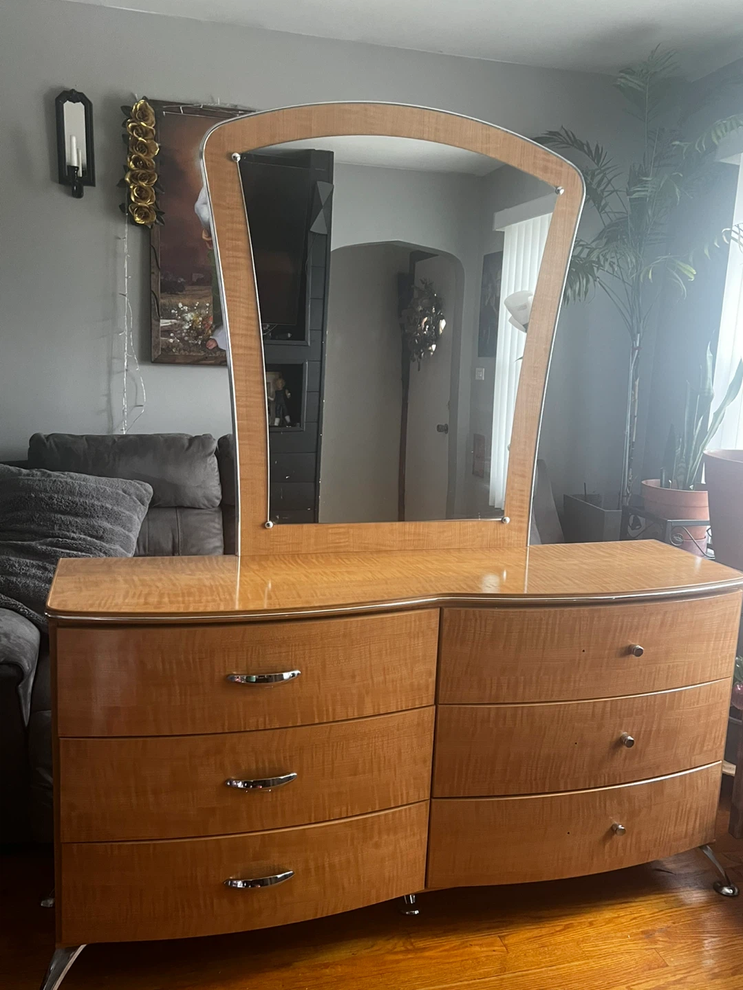 Vintage Wood Dresser with Mirror - photo 2