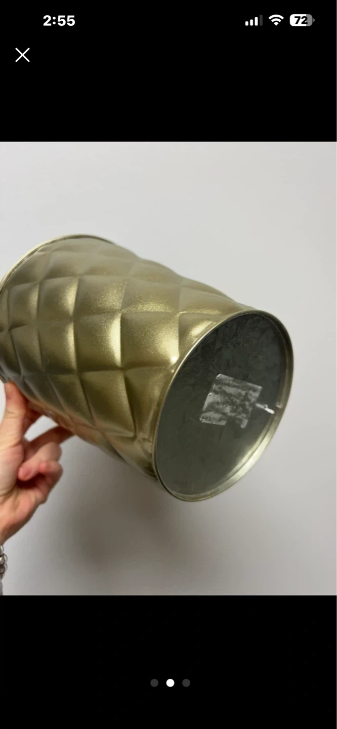 Gold Diamond Embossed Metal Planter Pot - photo 2