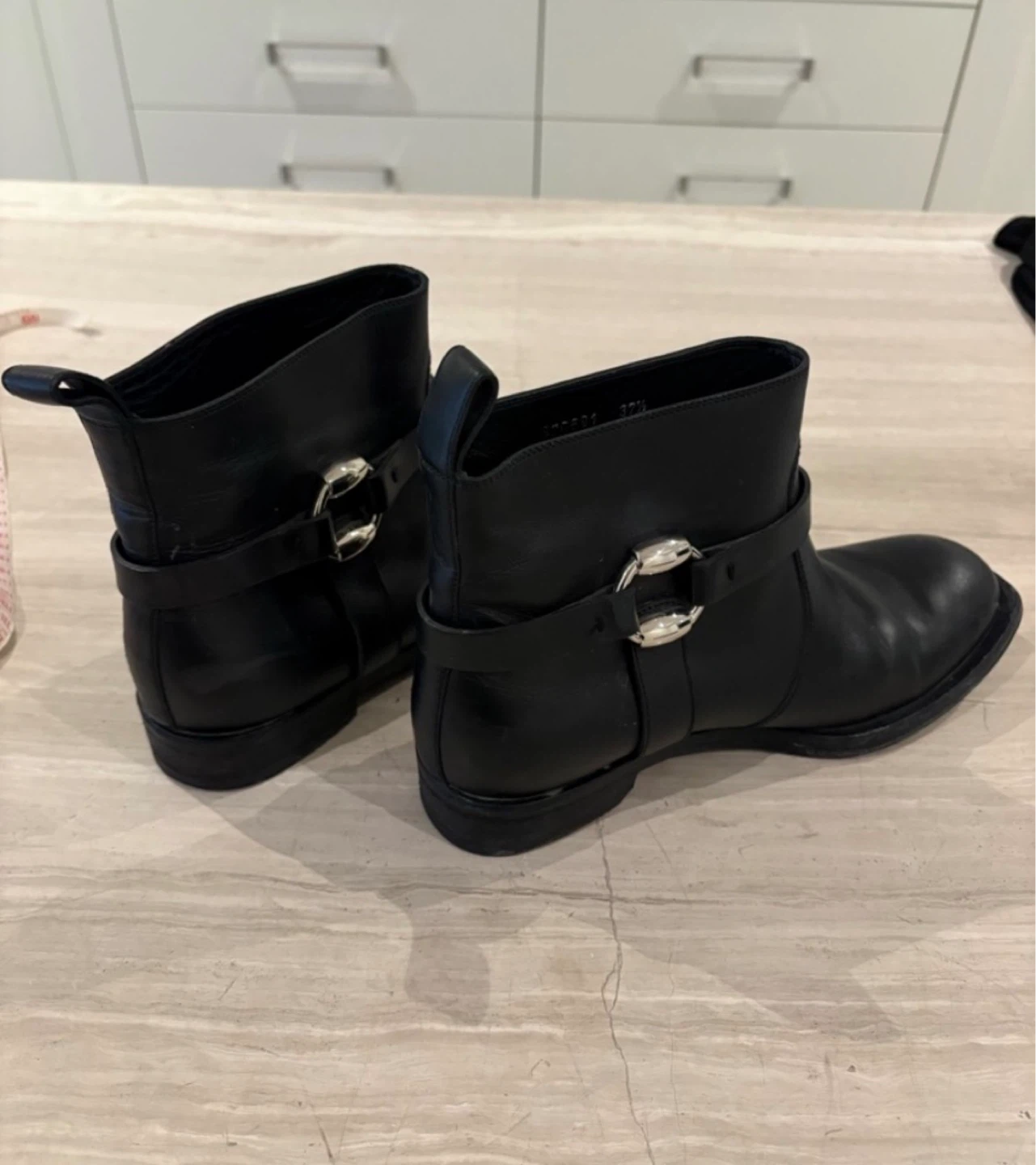 Gucci Black Leather Ankle Boots Size 37.5
