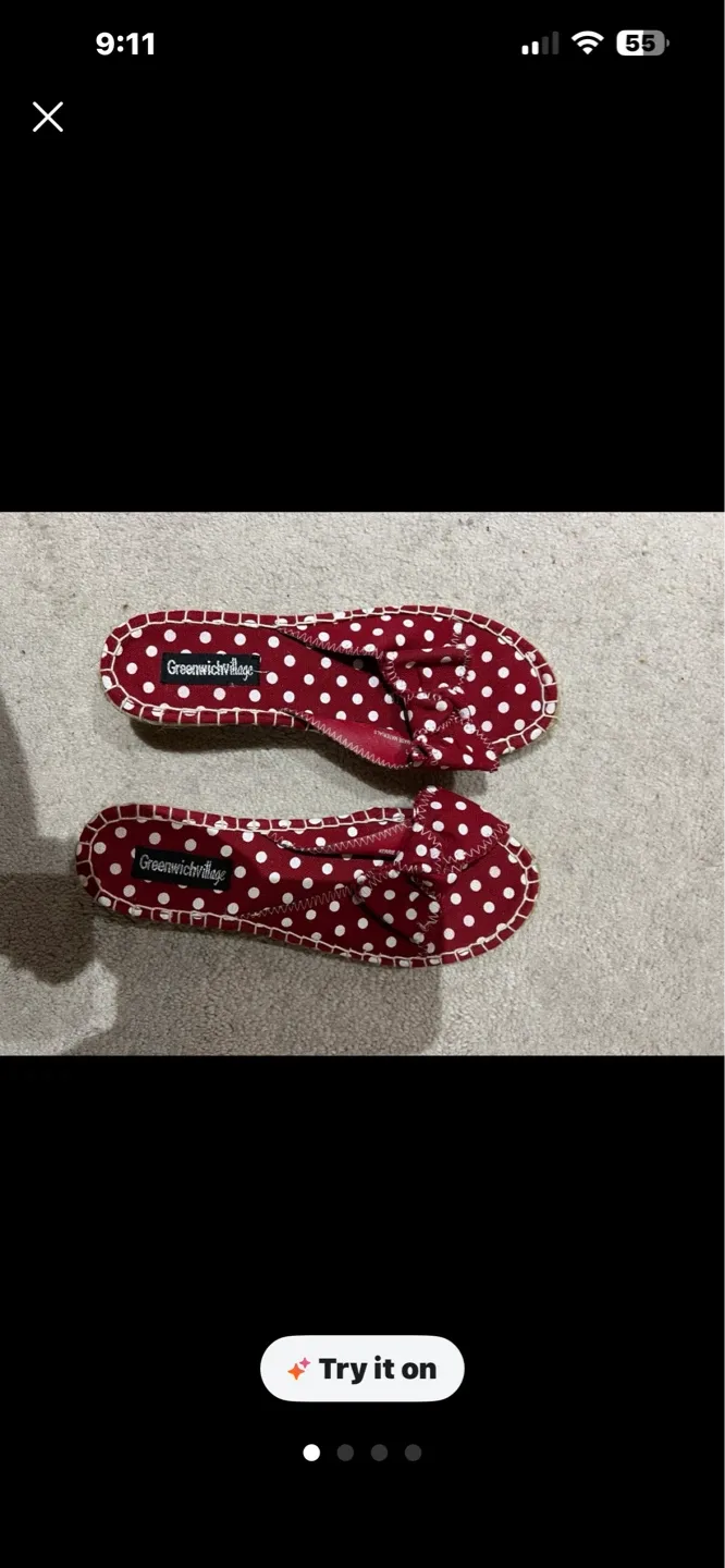 Greenwich Village Red Polka Dot Espadrille Wedge Sandals