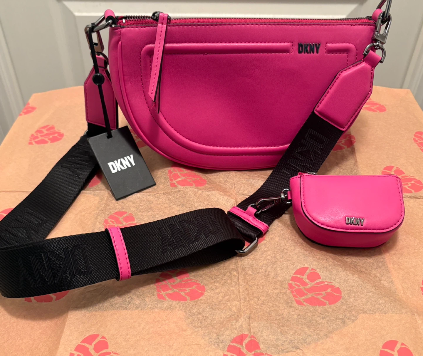 DKNY Orion Crossbody Bag with Coin Pouch - Hot Pink