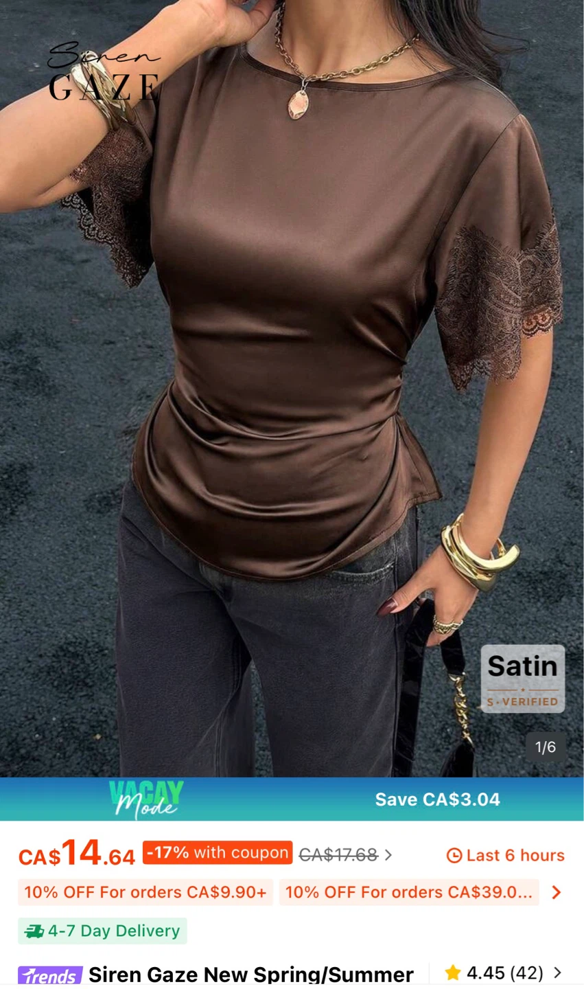 SHEIN Siren Gaze Satin Lace Top – NWT - photo 2