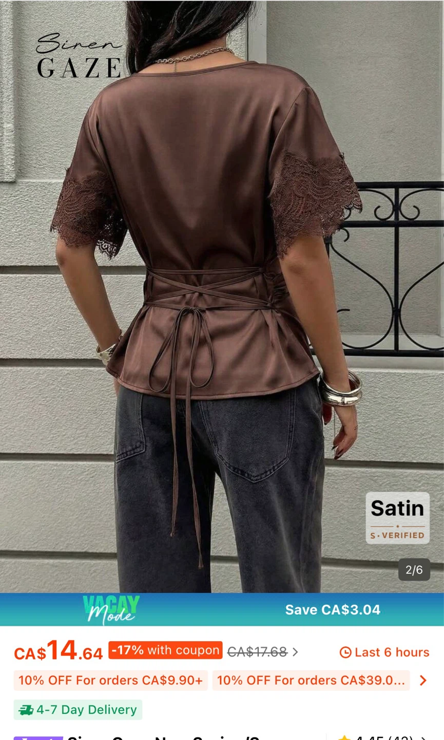 SHEIN Siren Gaze Satin Lace Top – NWT - photo 3