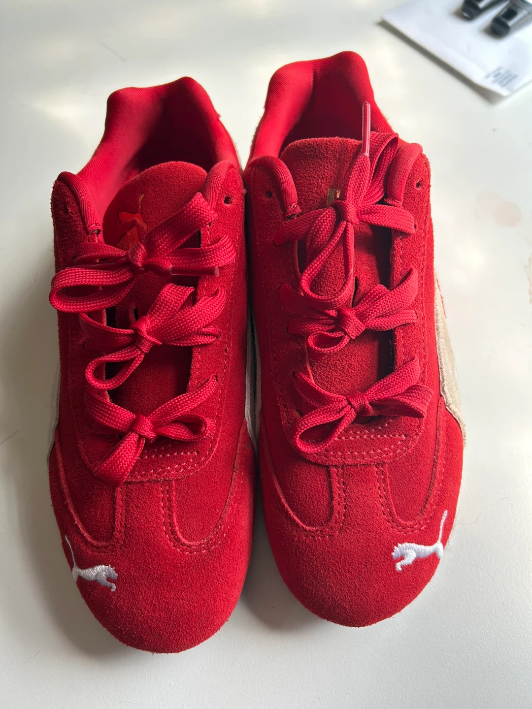Puma Red Suede Low Top Sneakers