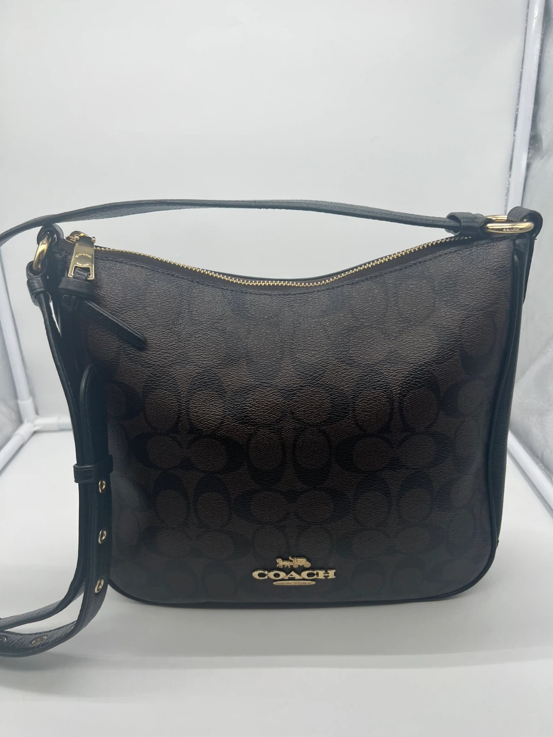 NEW COACH C1649 Ellie File Coated Canvas Black Leather Crossbody - photo 2