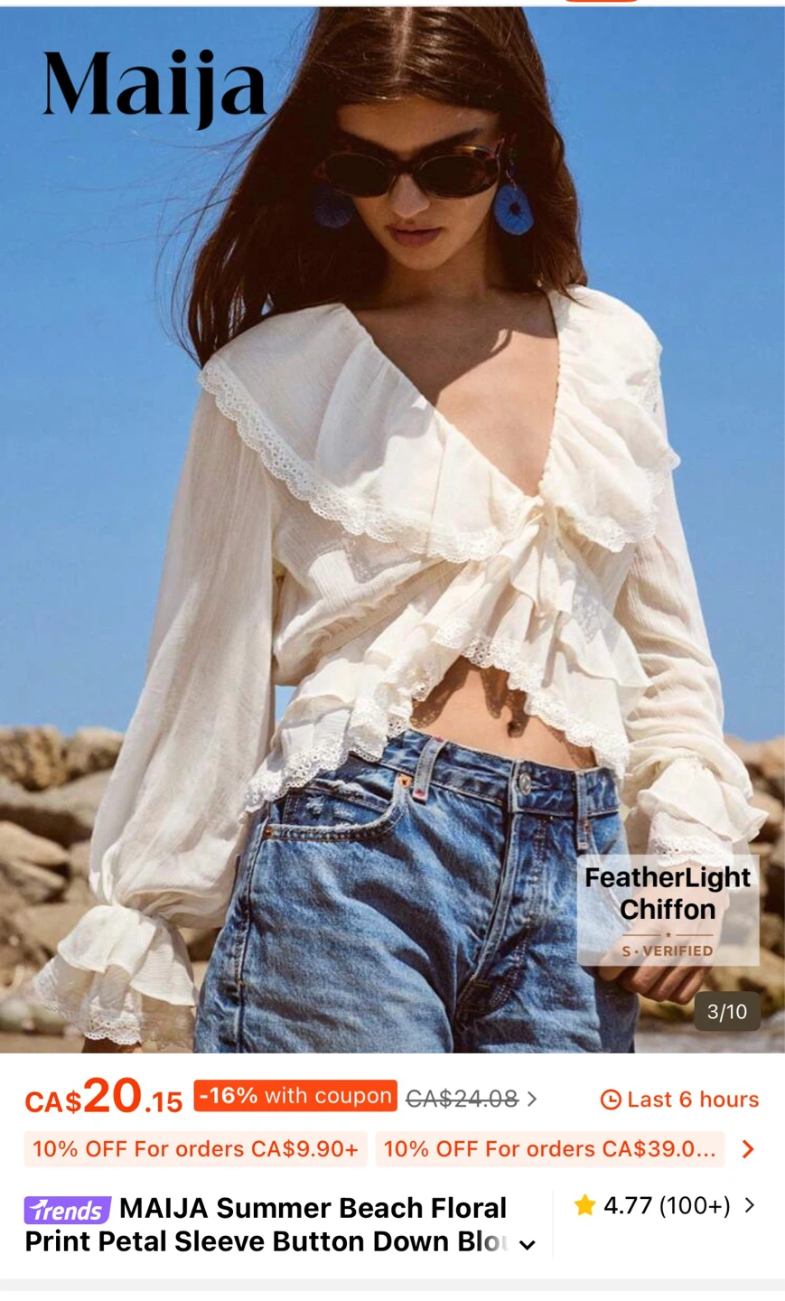 SHEIN Maija Ruffle Chiffon Blouse – NWT