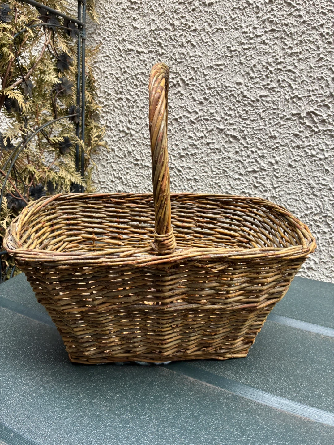 Willow wicket basket with handle handmade 13 x 8 x9 inch - photo 5