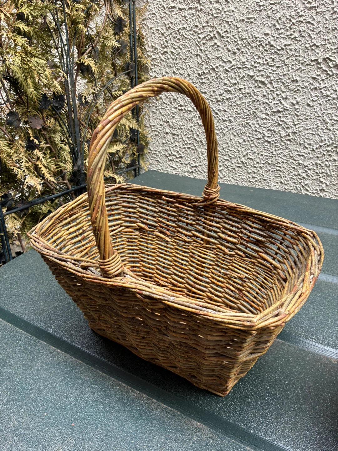 Willow wicket basket with handle handmade 13 x 8 x9 inch