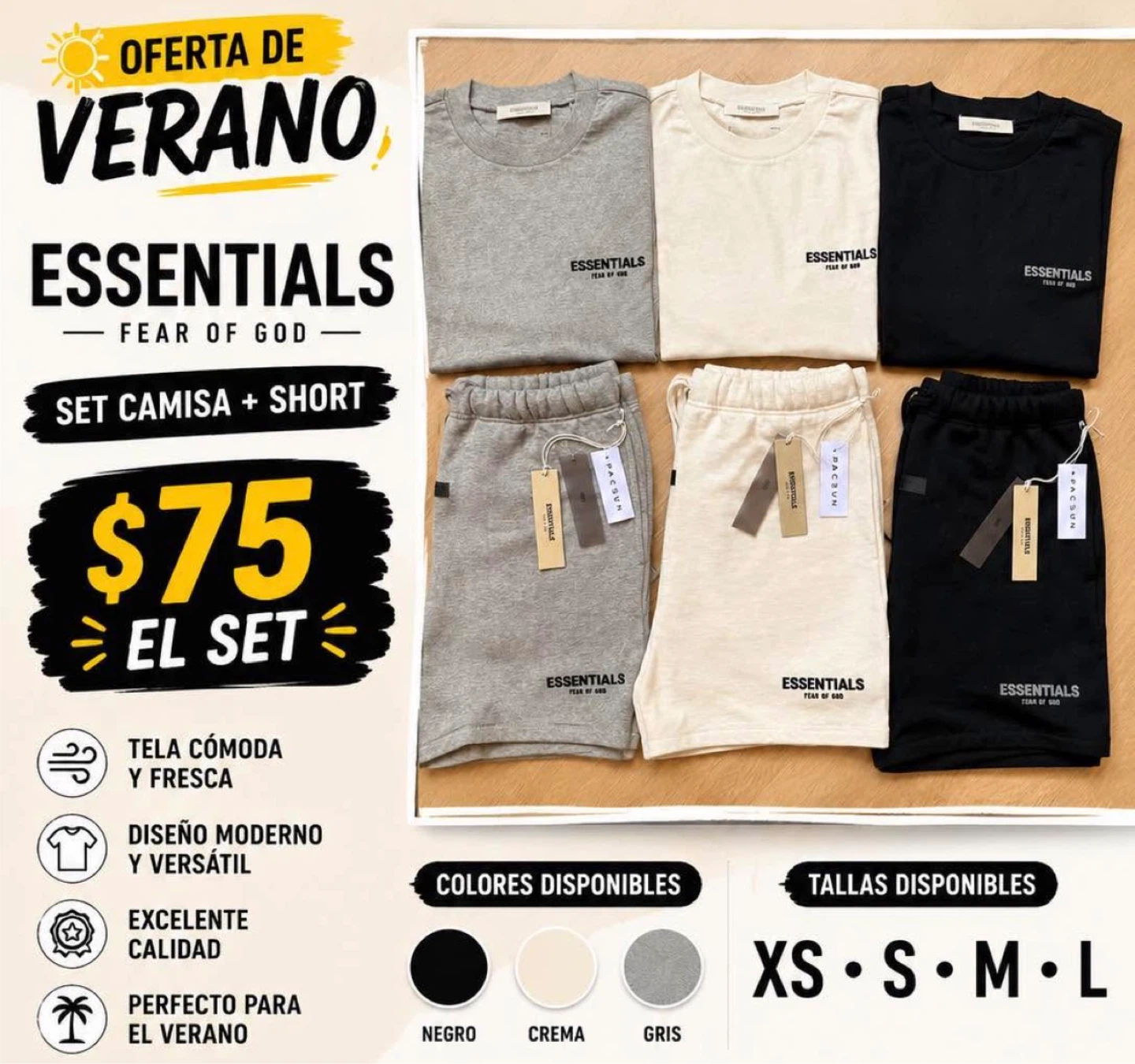 Fear of God Essentials T-shirt and Shorts Set - photo 3