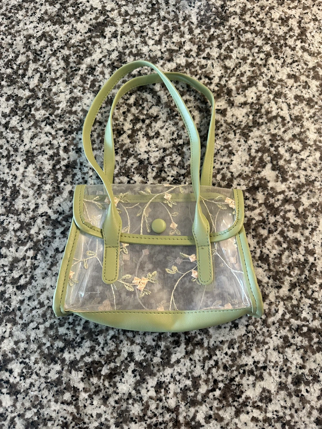 Clear shoulder Bag with Floral Embroidery