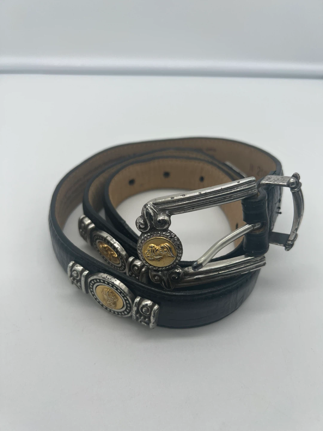 BRIGHTON MUSEUM COLLECTION 1996 Vintage Black Leather CoinBelt M