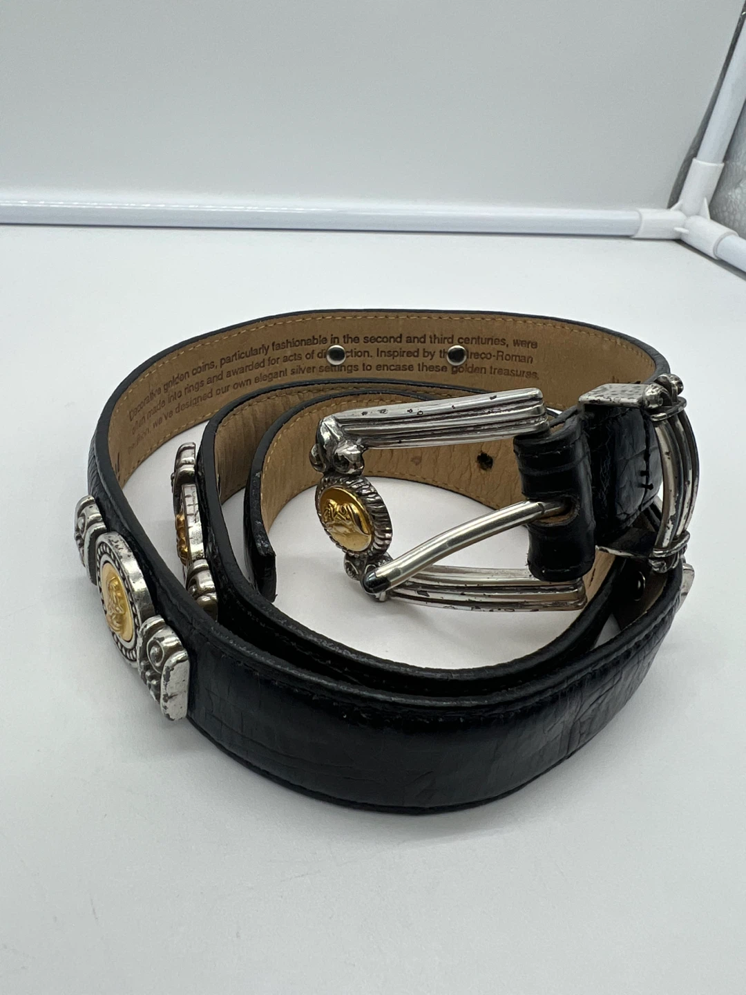 BRIGHTON MUSEUM COLLECTION 1996 Vintage Black Leather CoinBelt M - photo 3